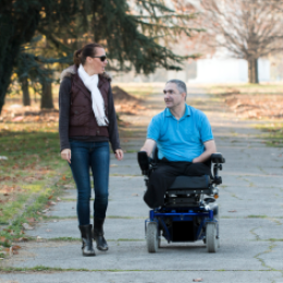 Amputee in Park with a Friend