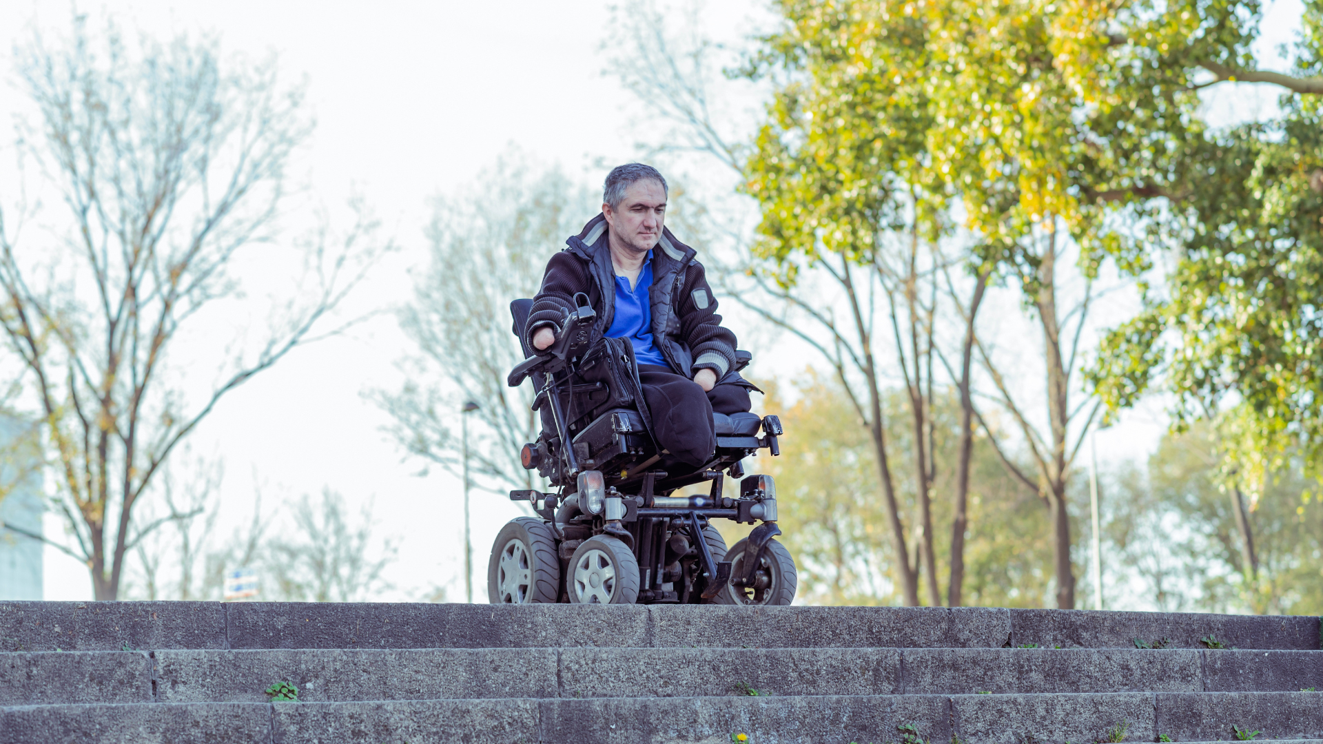 Wheelchair On Top of Stairs