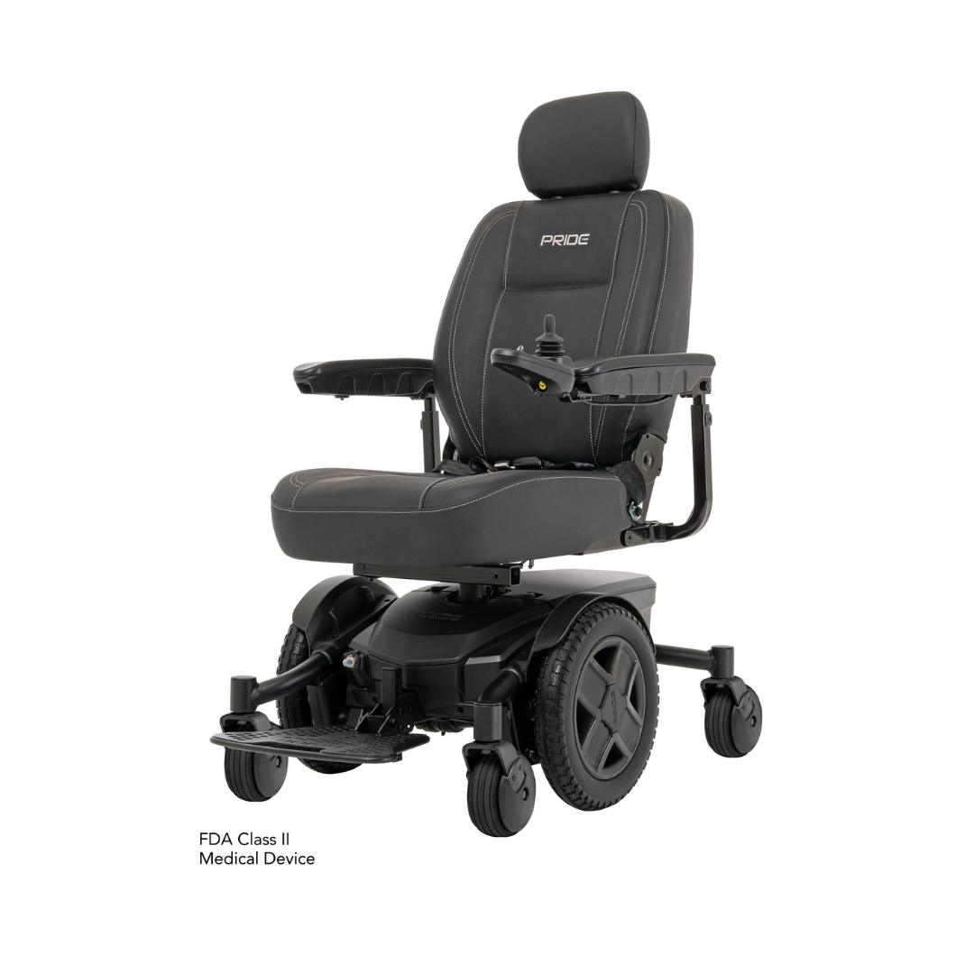 Jazzy® EVO 613 power wheelchair in black, facing left.