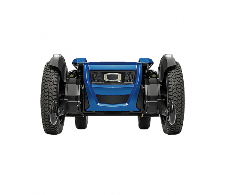 4Front 2 HD power wheelchair base in blue.