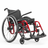 Catalyst 5 Manual Wheelchair with red tubing and a black seat. thumbnail